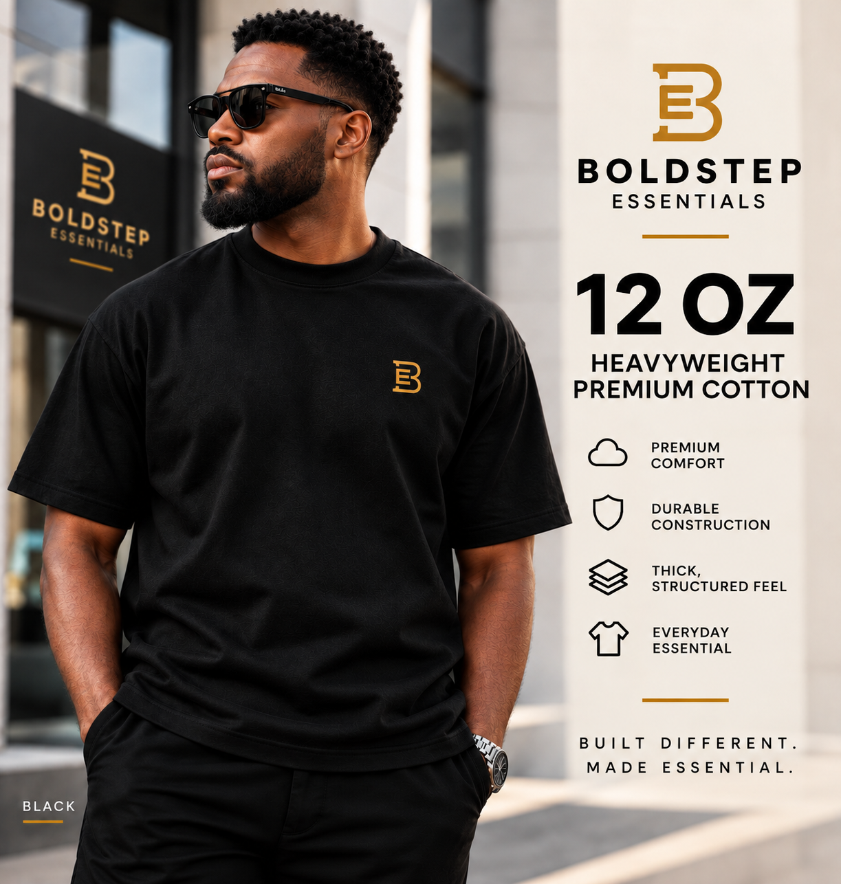 BOLDSTEP ESSENTIALS 12 OZ HEAVYWEIGHT PREMIUM TEE - Image 8